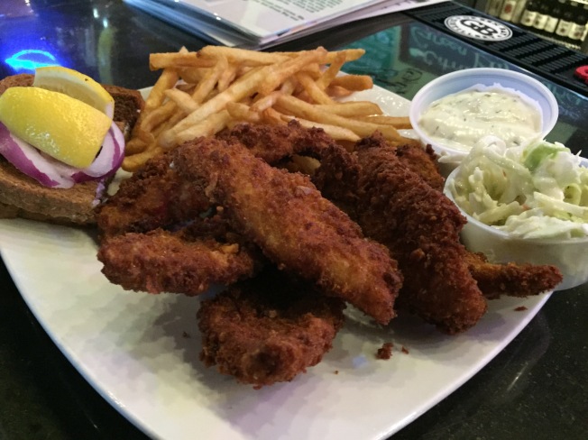Pretzel Perch$11.99Our signature pretzel encrusted lake perch served like a traditional Wisconsin Friday night fish fry with tartar sauce, coleslaw, buttered rye bread, red onion and beer battered French fries.